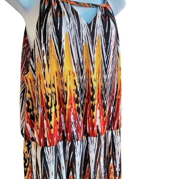 (327)Ashley Stewart Sleeveless Yellow Abstract Print Maxi Dress Size 18/20 - Picture 2 of 6